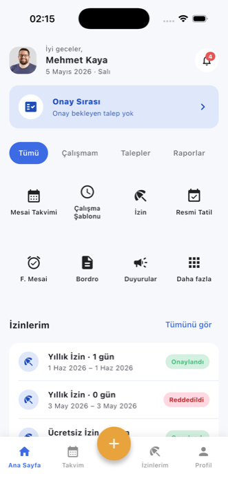 Belediye+İK personel mobil uygulama ekranı